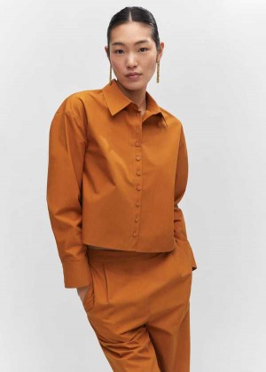 Mango 100% Bavlněné Crop Shirt | MNG-25323