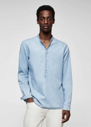 Mango 100% Bavlněné Mandarin Collar Shirt | MNG-22163