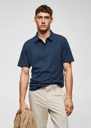 Mango 100% Bavlněné Polo Shirt With Pruhovaný Structure | MNG-21485