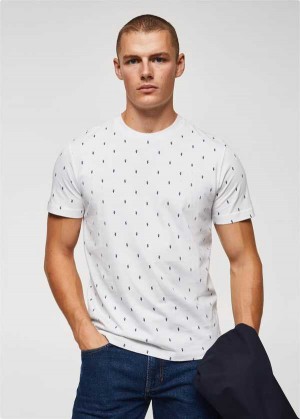 Mango 100% Bavlněné Printed T-shirt | MNG-21663