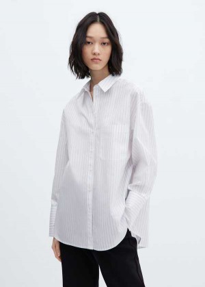 Mango 100% Bavlněné Pruhovaný Shirt | MNG-25214