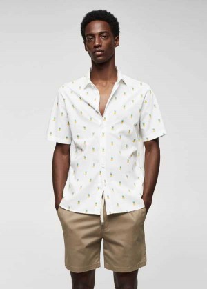 Mango 100% Bavlněné Shirt With Pineapple Print | MNG-22175