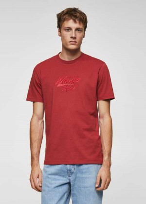 Mango 100% Bavlněné T-shirt With Embroidered Logo | MNG-21750