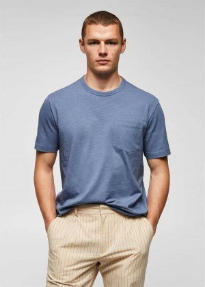 Mango 100% Bavlněné T-shirt With Pocket | MNG-21636