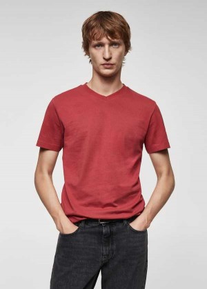 Mango 100% Bavlněné V-neck T-shirt | MNG-21753