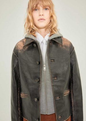 Mango 100% Læder Bomber Jacket | MNG-26387