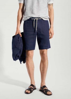 Mango 100% Linen Bermuda Shorts With Drawstring | MNG-22406