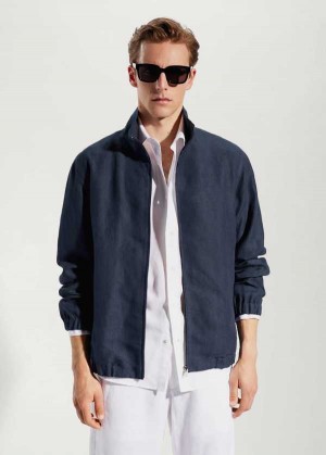 Mango 100% Linen Bomber Jacket | MNG-22582