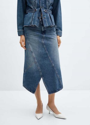 Mango Asymmetric Denim Skirt | MNG-24057