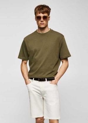 Mango Basic 100% Bavlněné Relaxed-fit T-shirt | MNG-21610