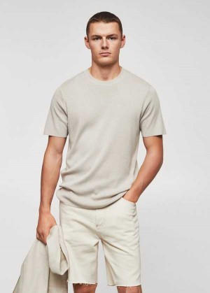 Mango Bavlněné Fine-knit T-shirt | MNG-21604