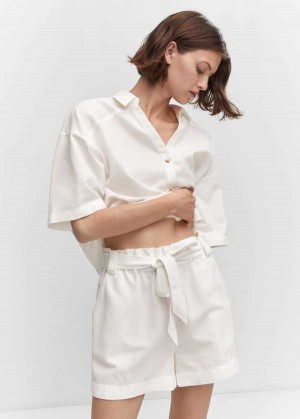 Mango Bavlněné Linen Shorts | MNG-24622