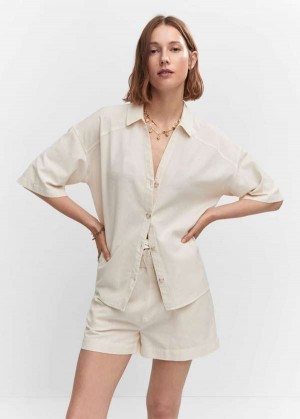 Mango Bavlněné Linen-blend Shirt | MNG-25224