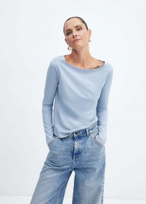 Mango Bavlněné Lodní Neck T-shirt | MNG-25117