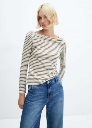 Mango Bavlněné Lodní Neck T-shirt | MNG-25132