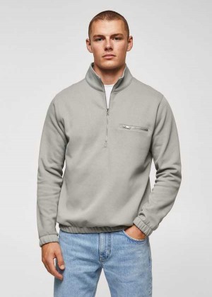 Mango Bavlněné Sweatshirt With Na Zip Neck | MNG-21762