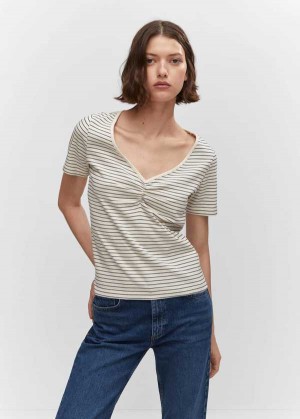 Mango Bavlněné T-shirt With Pucker Detail | MNG-25066