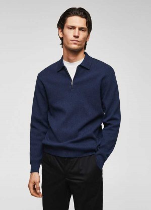 Mango Bavlněné-knit Polo Shirt With Na Zip | MNG-21535