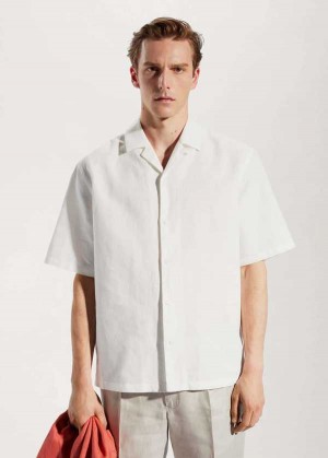 Mango Bavlněné-linen Bowling-collar Shirt | MNG-22057