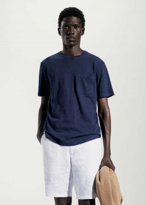 Mango Bavlněné-linen Pocket T-shirt | MNG-21587