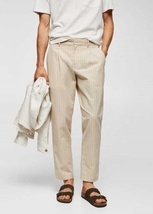 Mango Bavlněné-linen Seersucker Pants | MNG-22292