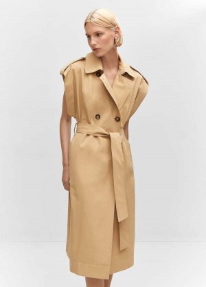 Mango Bez Rukávů Button-down Trench Coat | MNG-26404