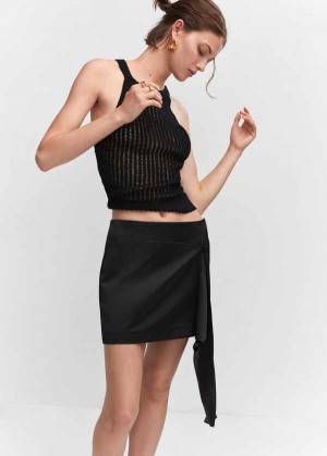 Mango Bow Satin Miniskirt | MNG-24179