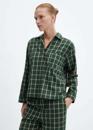 Mango Check Bavlněné Pyjama Shirt | MNG-23677