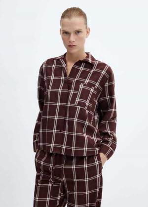 Mango Check Bavlněné Pyjama Shirt | MNG-23675