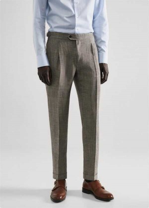 Mango Check Linen Suit Pants | MNG-22345