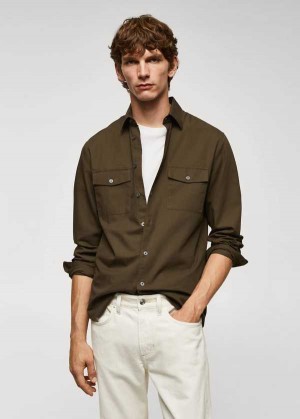 Mango Chest-pocket Bavlněné Overshirt | MNG-22097