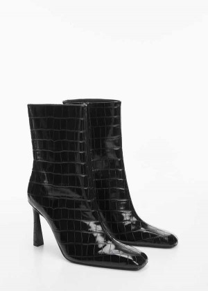 Mango Coco Læder-effect Podpatku Ankle Boots | MNG-23445