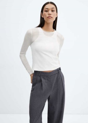 Mango Contrasting Bavlněné-blend T-shirt | MNG-24984