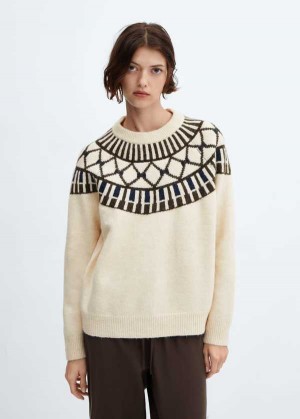 Mango Crew Neck Svetrové With Trim | MNG-23655