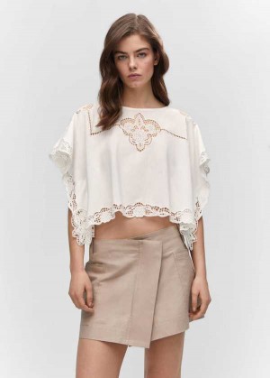 Mango Crochet Panel Blouse | MNG-25490