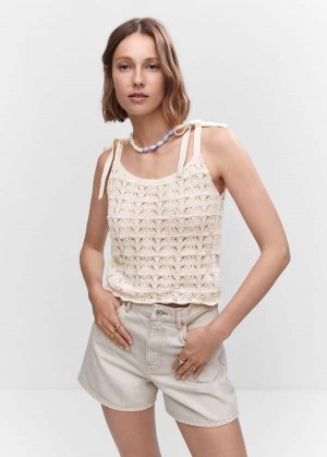 Mango Crochet Top With Ties | MNG-24719