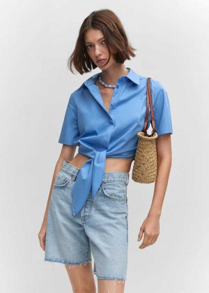 Mango Cropped Shirt With Knot | MNG-25291