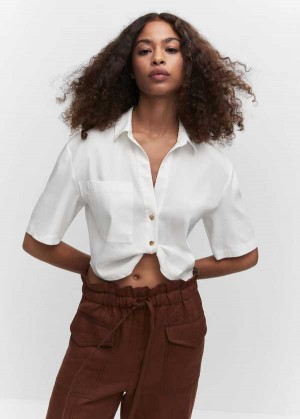 Mango Cropped Shirt With Knot | MNG-25329