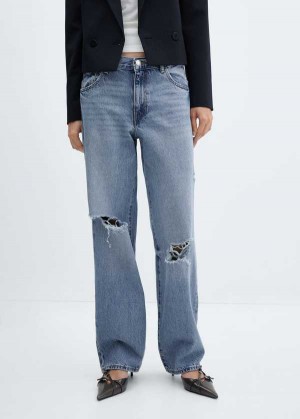 Mango Decorative Ripped Wideleg Jeans | MNG-23839