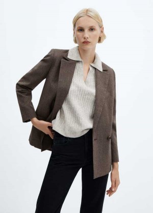 Mango Double-breasted Blazer | MNG-26351