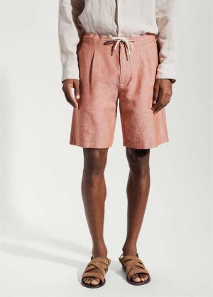 Mango Drawstring Linen Bermuda Shorts | MNG-22477