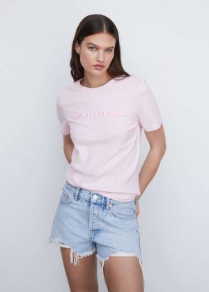 Mango Embroidered Message T-shirt | MNG-25097