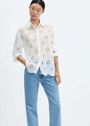 Mango Embroidered Openwork Shirt | MNG-25236