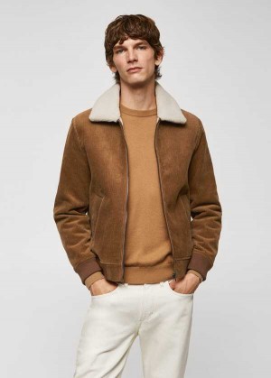 Mango Faux Shearling Inner Corduroy Jacket | MNG-22603