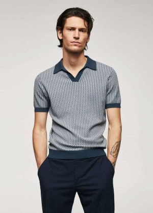 Mango Fine-knit Polo Shirt With Geometric Structure | MNG-21527