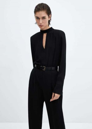 Mango Flared Velour Jumpsuit With Široké Straps | MNG-25768