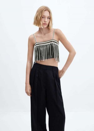 Mango Fringed Cropped Top | MNG-24849