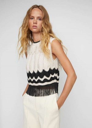 Mango Fringed Detail Knit Top | MNG-24821