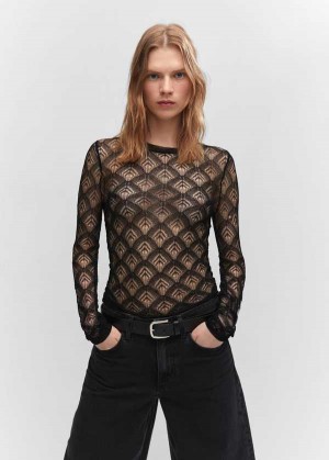 Mango Geometric Openwork T-shirt | MNG-25090