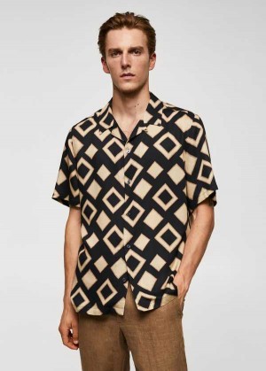 Mango Geometric-print Bowling Shirt | MNG-22096